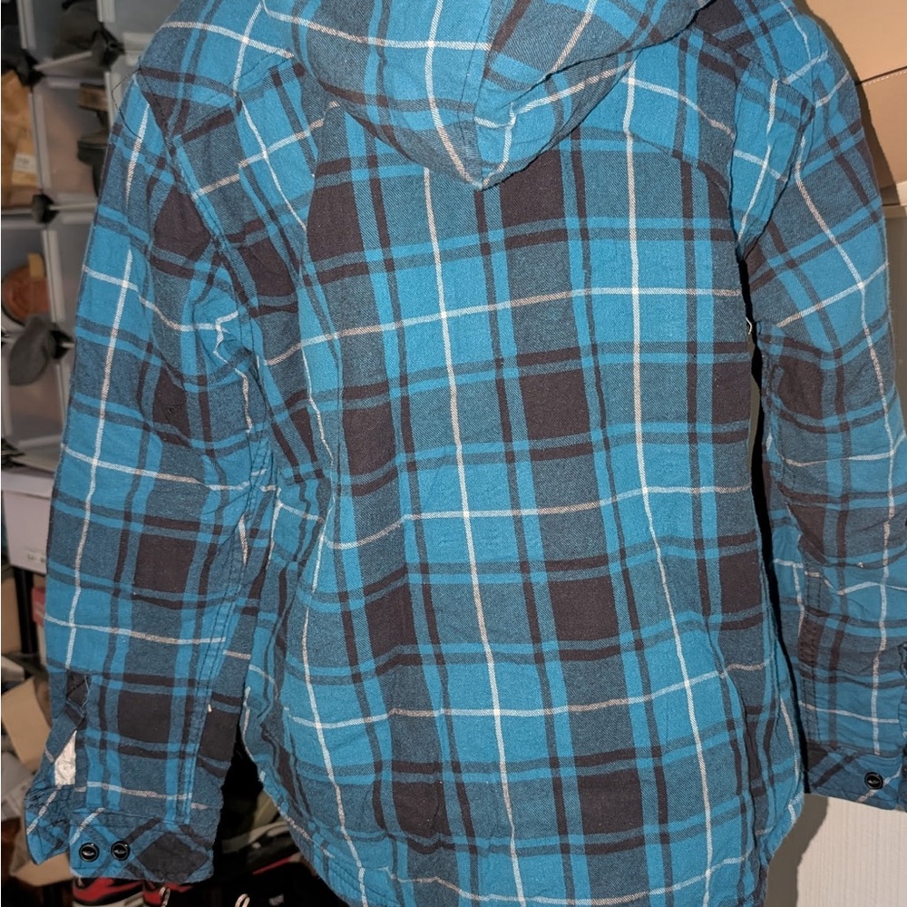 Boston Traders Women Blue and Black Plaid Button Down Shirt